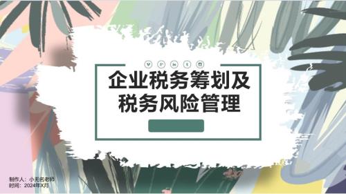 企业税务筹划及税务风险管理