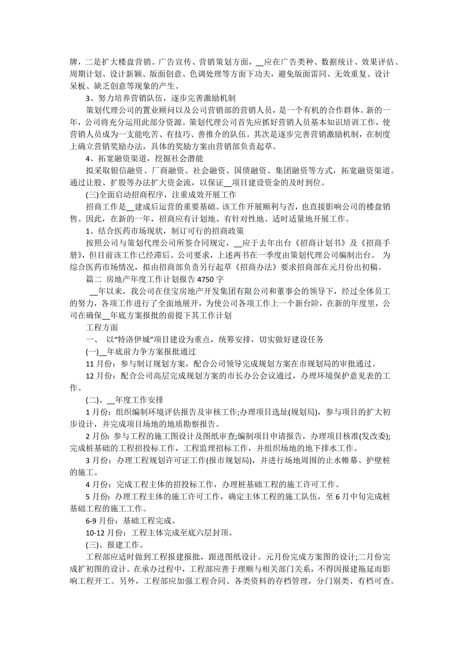 房地产年度工作计划报告2024（九篇）_第2页