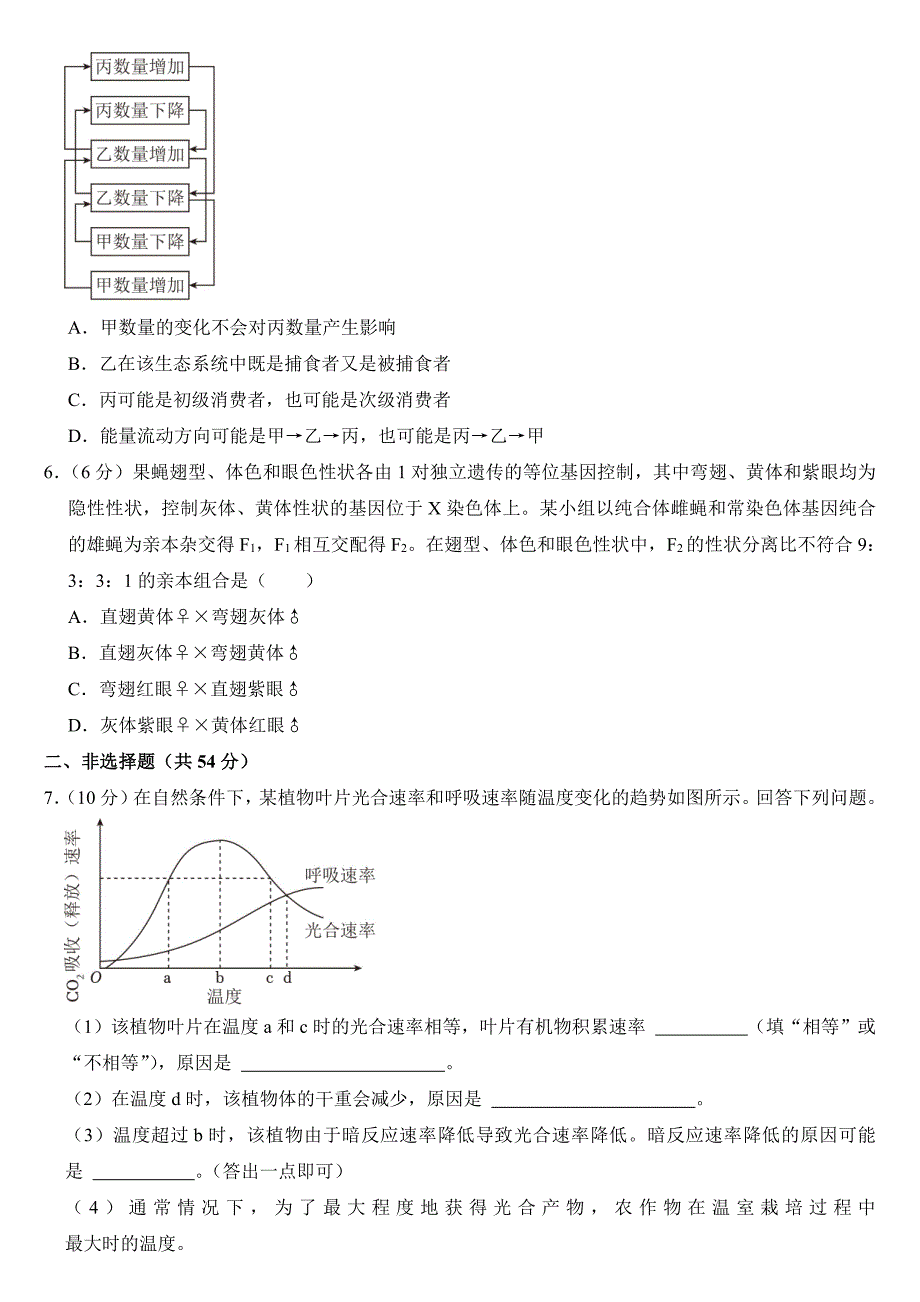 2024年全国统一高考生物试卷（甲卷）附参考答案_第2页