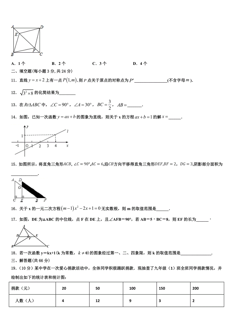 安徽亳州花沟中学2024届八年级下册数学期末检测模拟试题含解析_第3页