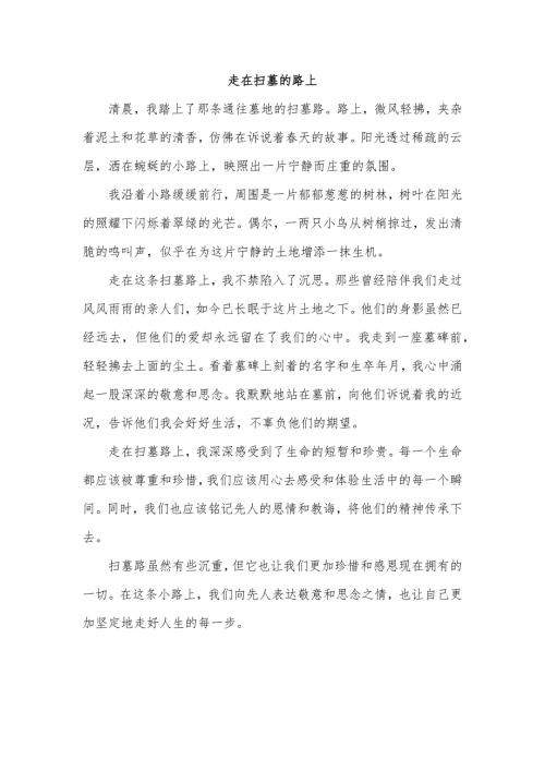 走在扫墓的路上作文