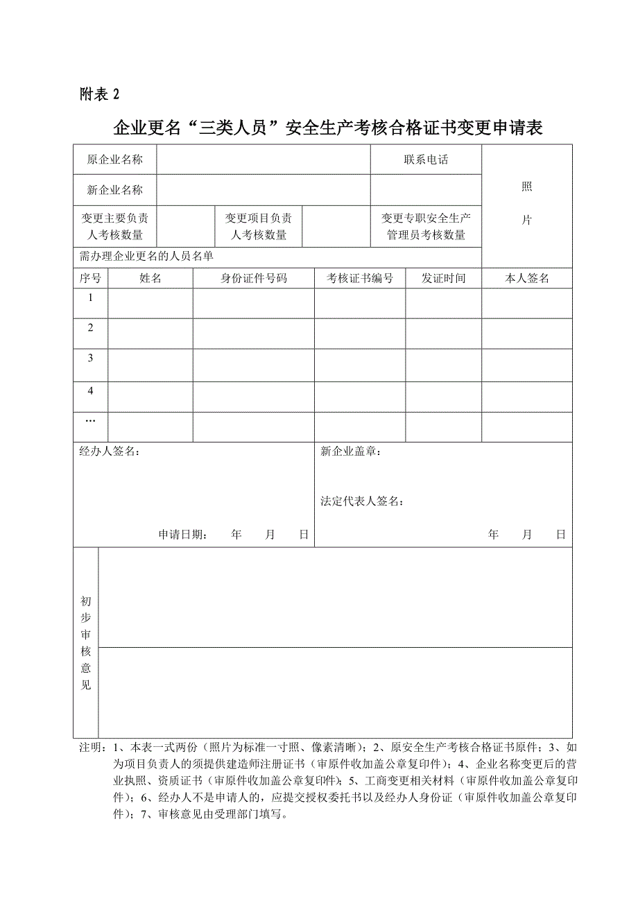 “三类人员”安全生产考核合格证书个人信息变更申请表样表_第2页