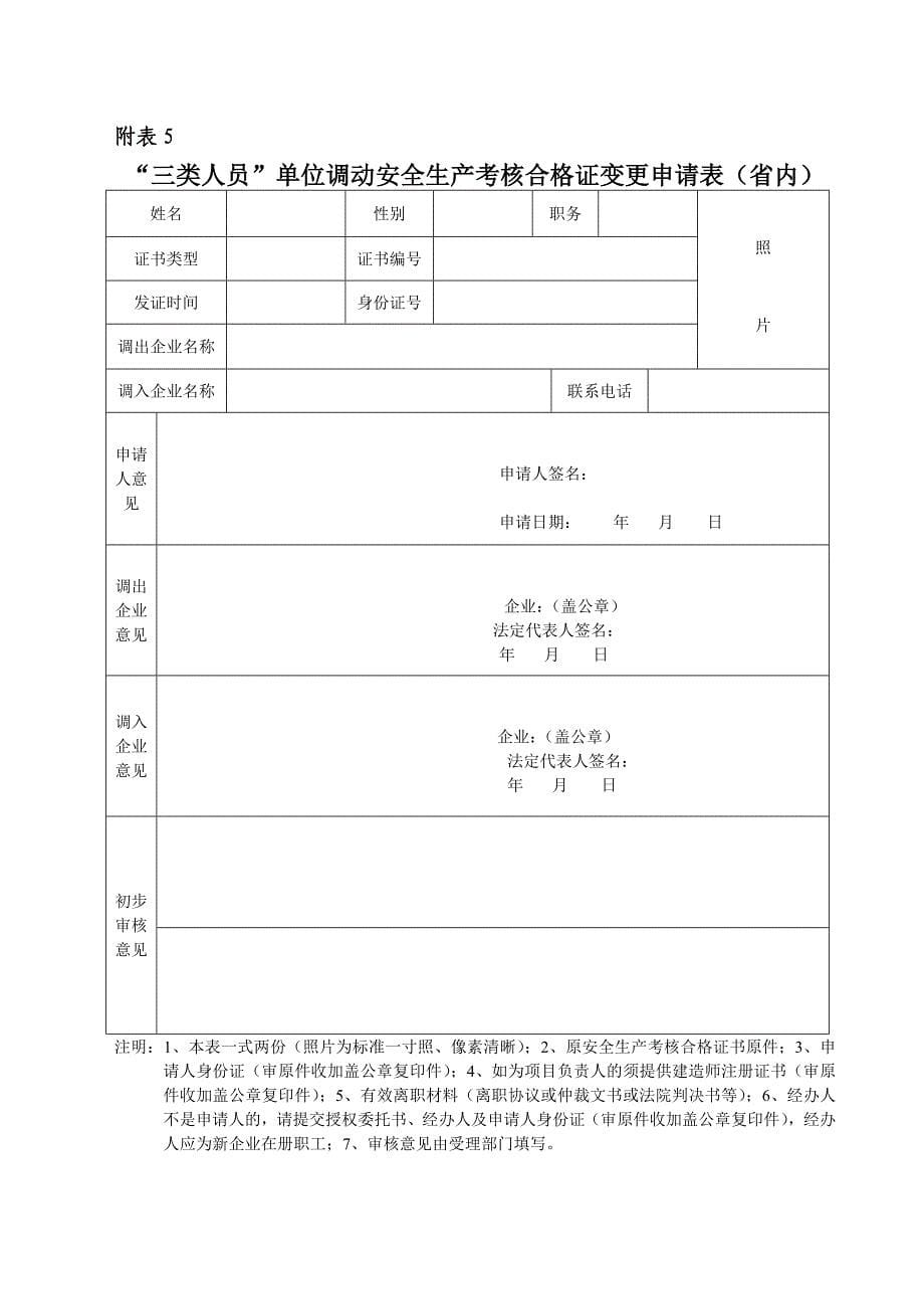 “三类人员”安全生产考核合格证书个人信息变更申请表样表_第5页