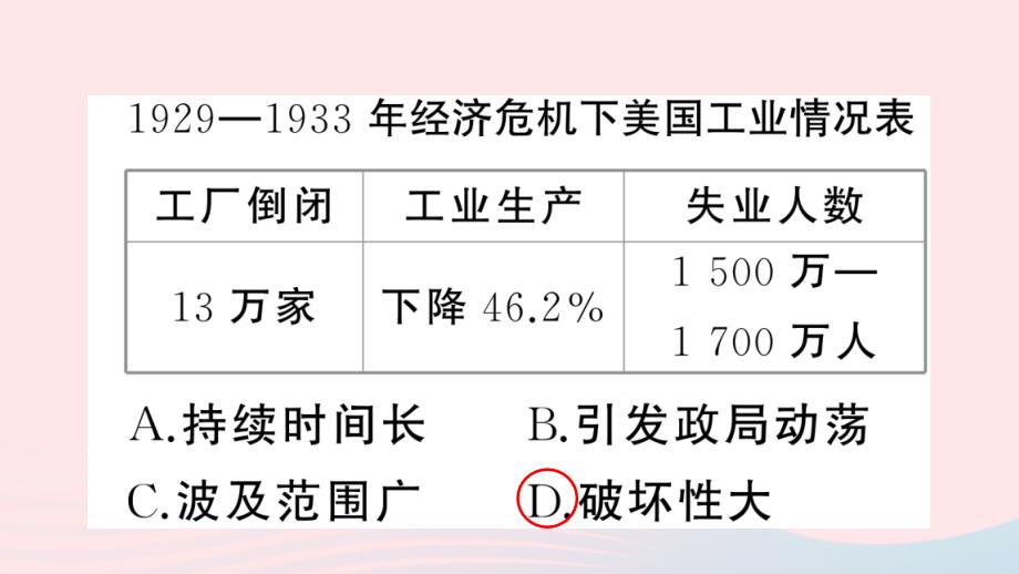 2023九年级历史下册第四单元经济大危机和第二次世界大战第13课罗斯福新政作业课件新人教版_第3页