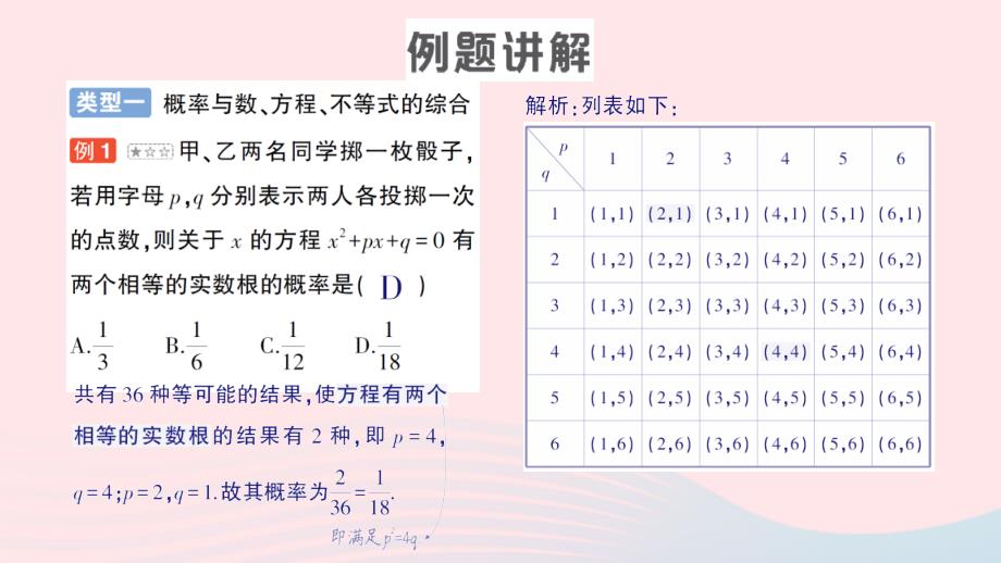 2023九年级数学上册第二十五章概率初步专题十八概率的综合应用作业课件新版新人教版_第2页