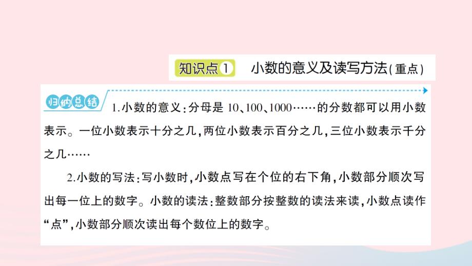 2023五年级数学上册三小数的意义和性质第1课时小数的意义和读写方法作业课件苏教版_第2页