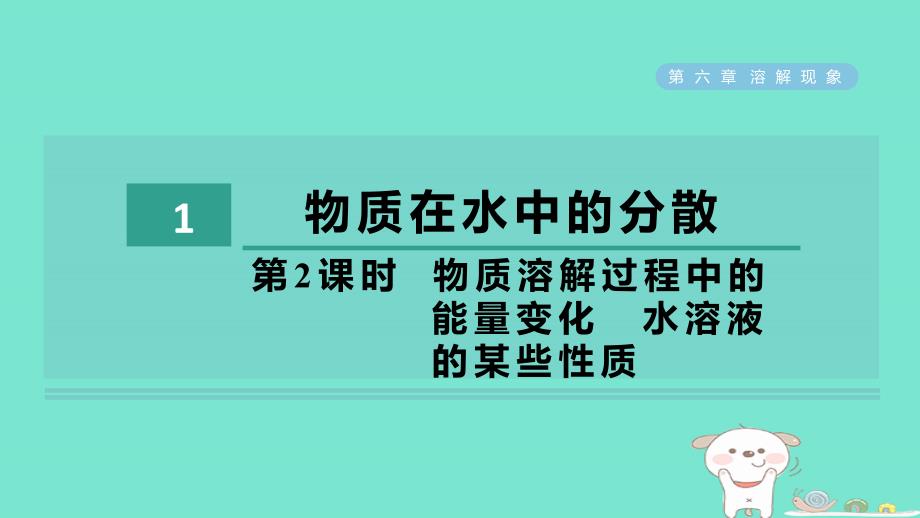 2024九年级化学下册第6章溶解现象第1节物质在水中的分散第2课时物质溶解过程中的能量变化水溶液的某些性质习题课件沪教版_第1页