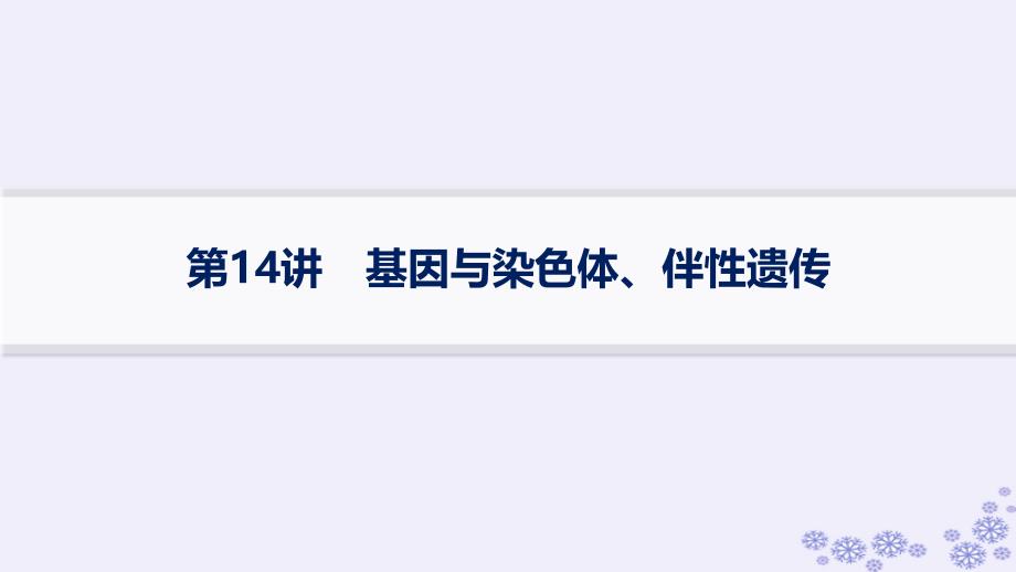 适用于新高考新教材浙江专版2025届高考生物一轮总复习第4单元遗传的基本规律及应用第14讲基因与染色体伴性遗传课件浙科版_第1页