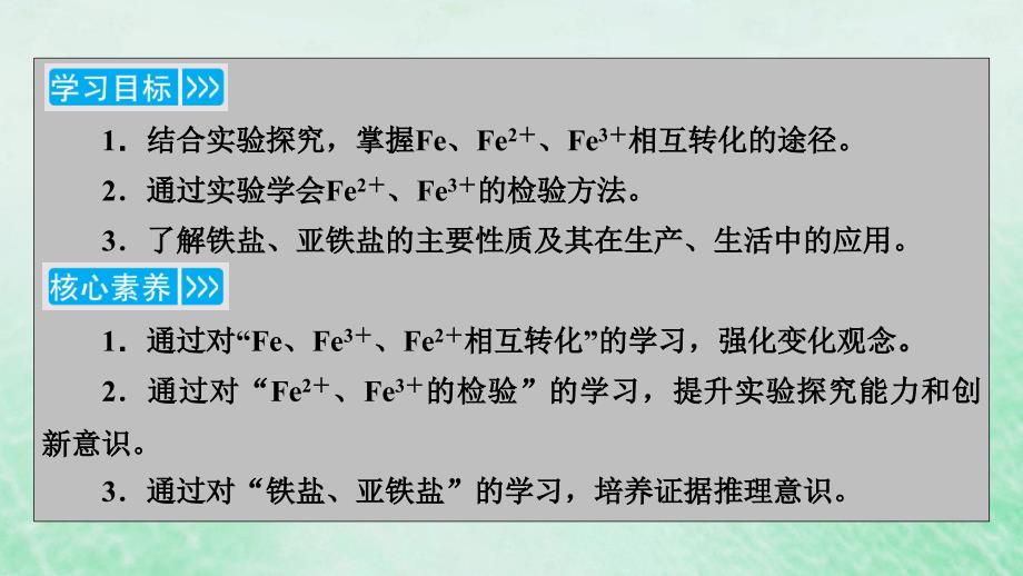 新教材适用2023_2024学年高中化学第3章铁金属材料第1节铁及其化合物第2课时铁盐和亚铁盐课件新人教版必修第一册_第3页