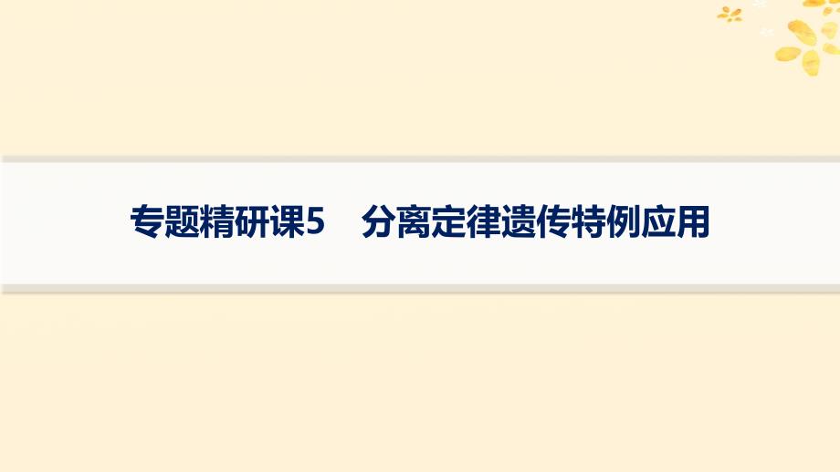 适用于新高考新教材备战2025届高考生物一轮总复习第5单元孟德尔遗传定律与伴性遗传专题精研课5分离定律遗传特例应用课件_第1页