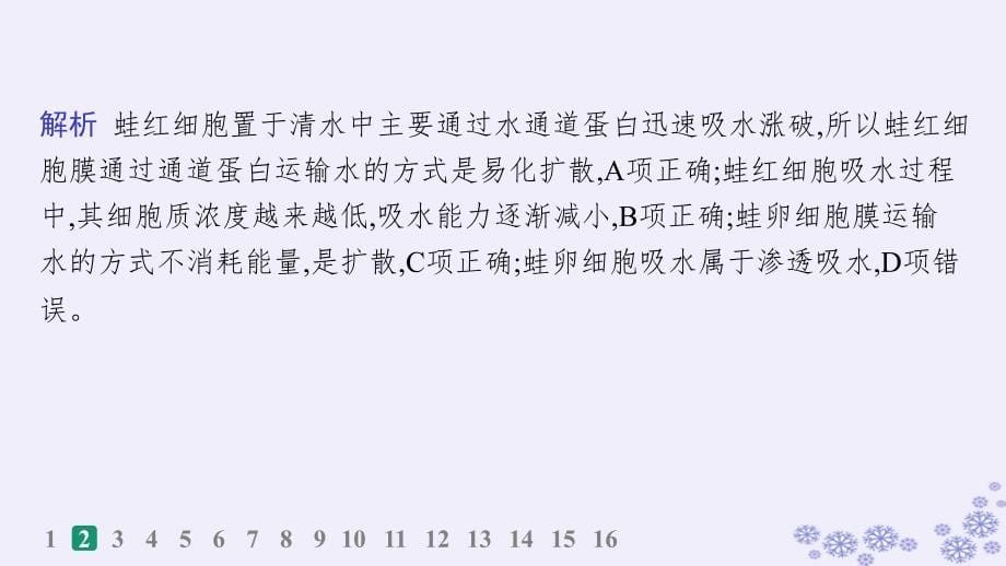 适用于新高考新教材浙江专版2025届高考生物一轮总复习第2单元细胞的代谢作业10动植物细胞的吸水和失水课件浙科版_第5页