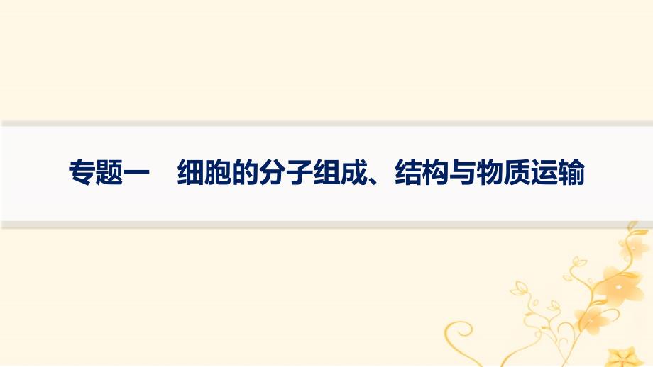 适用于新高考新教材2024版高考生物二轮复习专题突破练1细胞的分子组成结构与物质运输课件_第1页