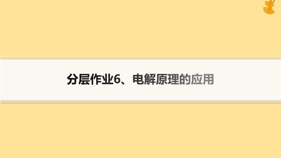 新教材2023_2024学年高中化学第1章化学反应与能量转化分层作业6电解原理的应用课件鲁科版选择性必修1_第1页