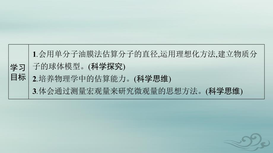 新教材2023_2024学年高中物理第1章分子动理论2.实验用油膜法估测油酸分子的大形件新人教版选择性必修第三册_第2页