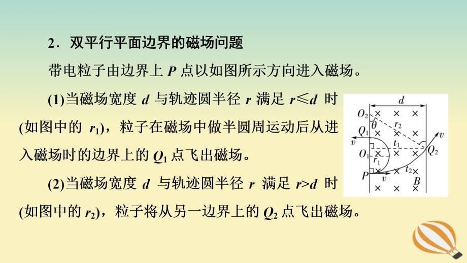 新教材2023年高中物理第1章安培力与洛伦兹力素养培优课1带电粒子在有界磁场中的运动课件新人教版选择性必修第二册_第5页