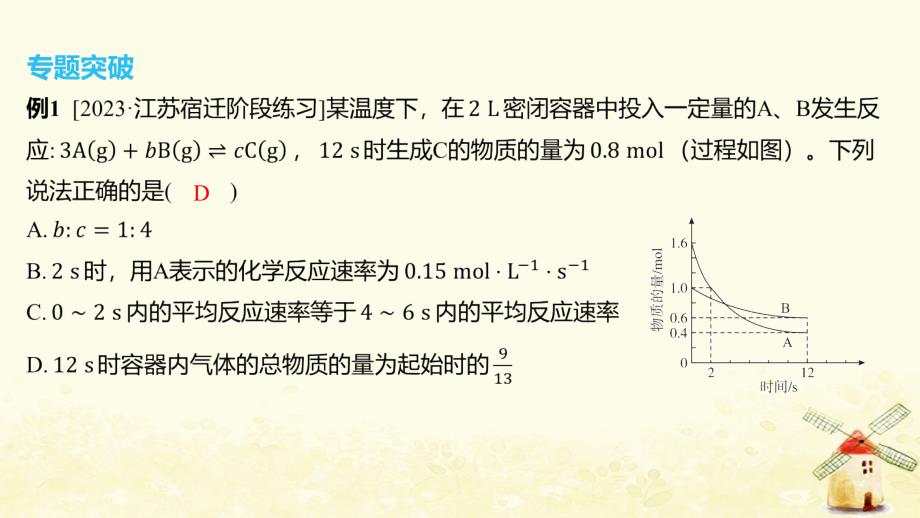 江苏专版2023_2024学年新教材高中化学第六章化学反应与能量微专题3化学反应速率与限度的图像分析课件新人教版必修第二册_第4页