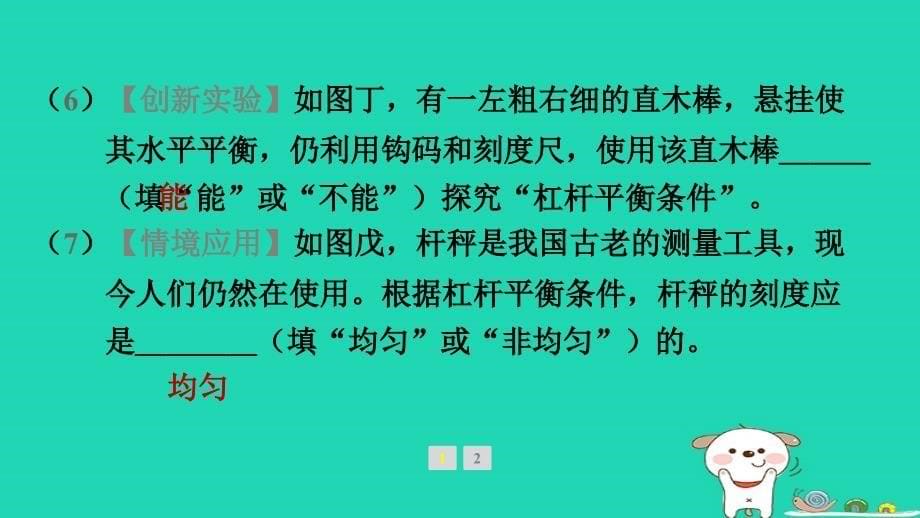 2024八年级物理下册第十章机械与人专题训练9.探究杠杆的平衡条件习题课件新版沪科版_第5页