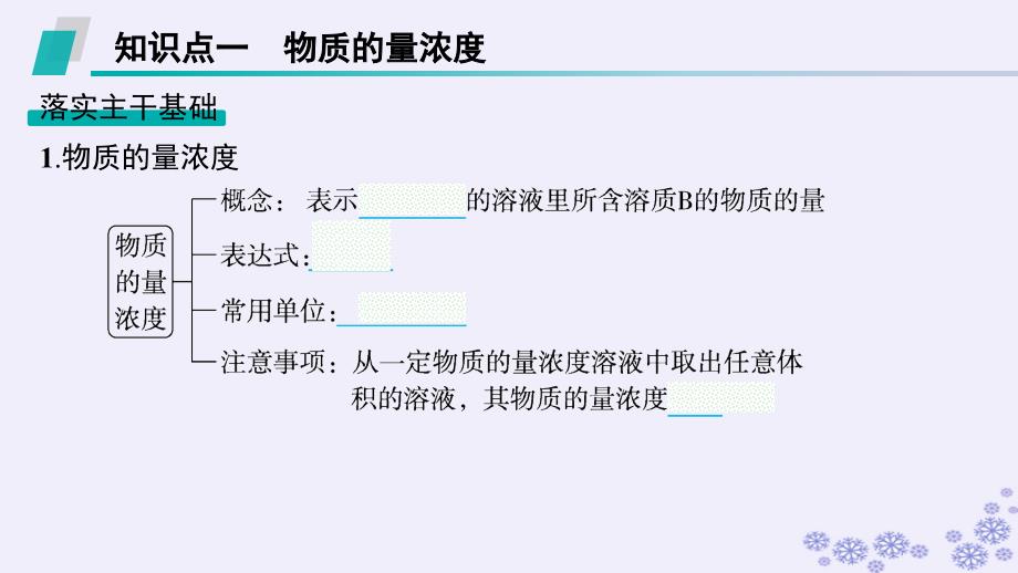 适用于新高考新教材浙江专版2025届高考化学一轮总复习第2章物质的量第5讲物质的量浓度课件新人教版_第3页