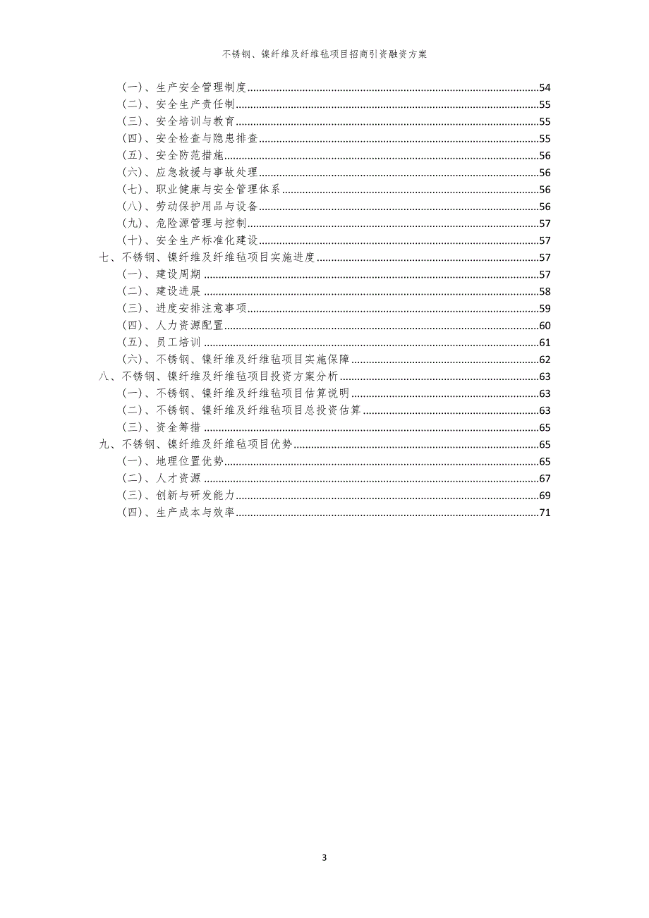 2023年不锈钢、镍纤维及纤维毡项目招商引资融资方案_第3页