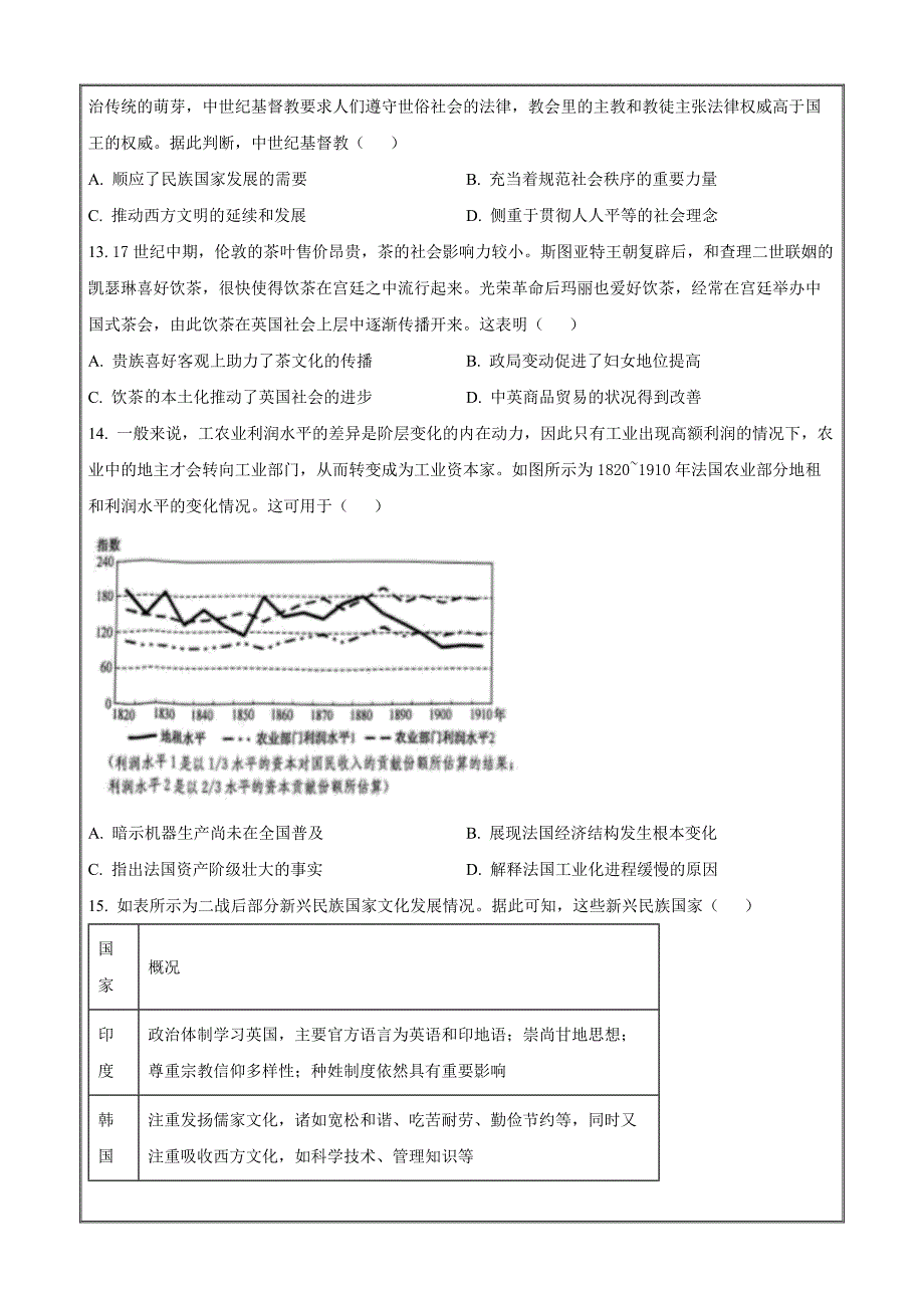 山西省吕梁市2023-2024学年高二下学期5月质量检测 历史 Word版含解析_第4页