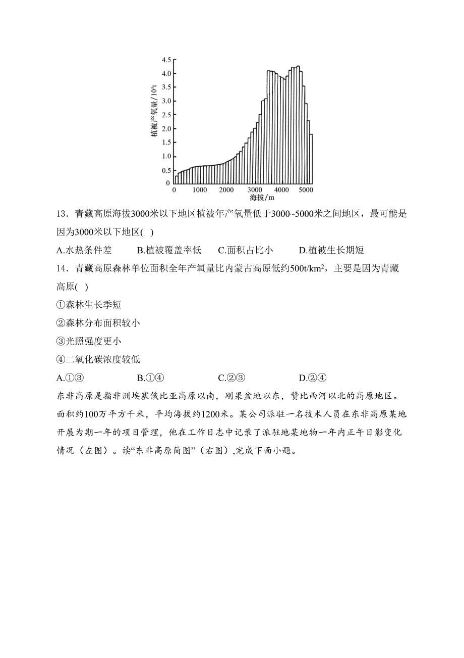 湖南省浏阳市重点校联考2024届高三下学期期中测试地理试卷(含答案)_第5页