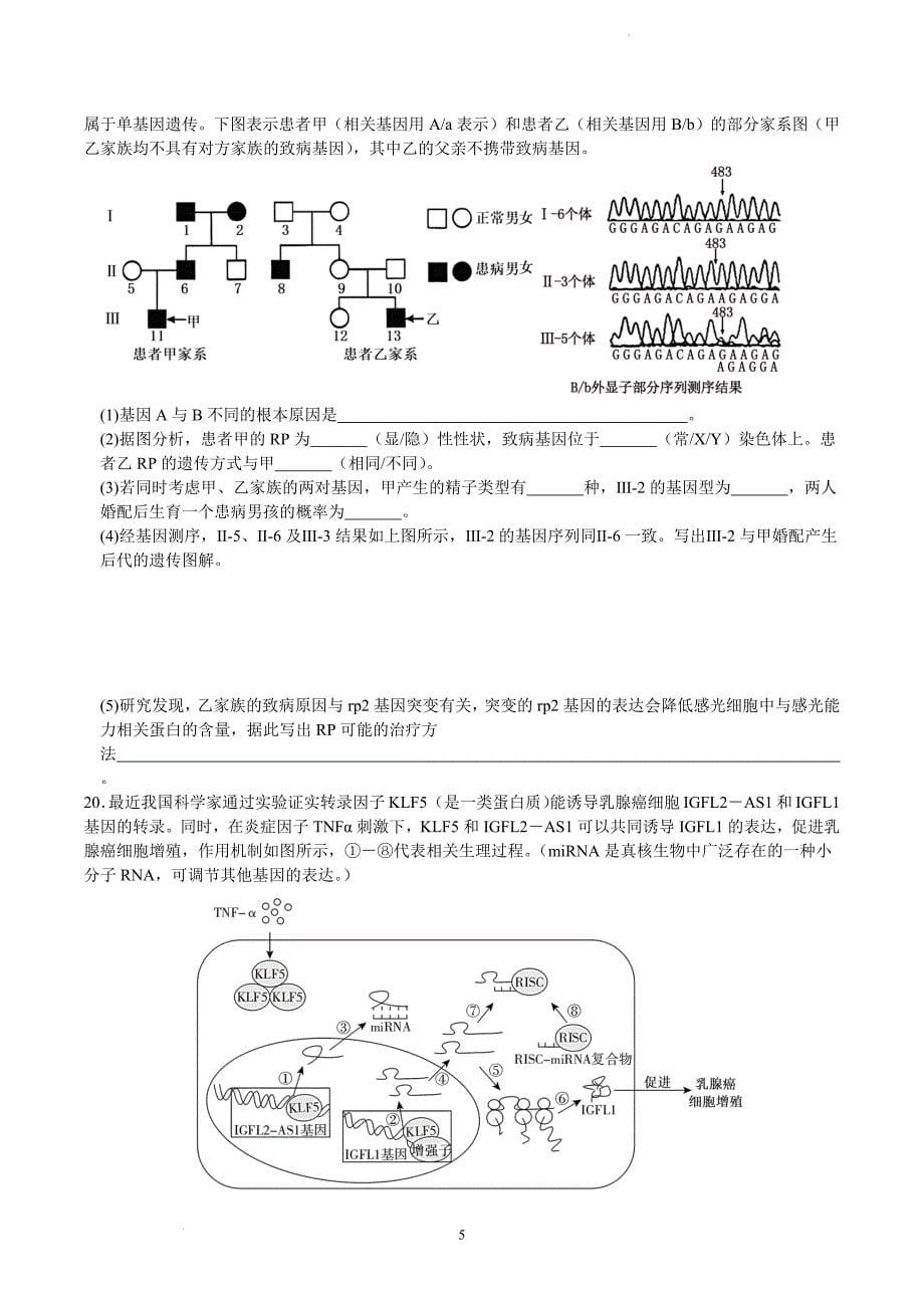 暑假测试卷01-2023-2024学年高一生物下学期暑假提升训练_第5页