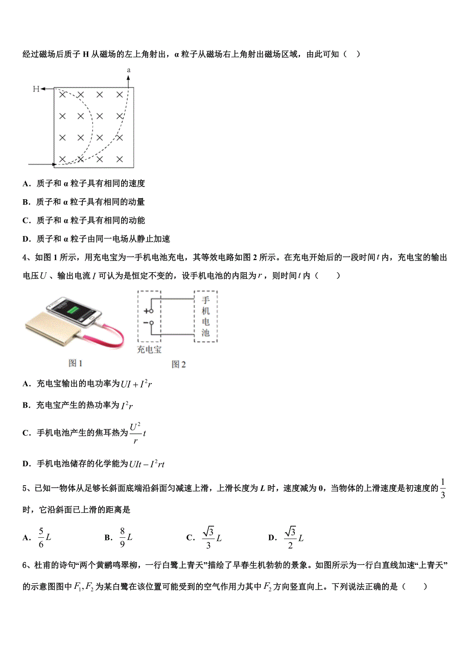 2025届上海市大学市北附属中学高三下学期第六次检测物理试卷含解析_第2页
