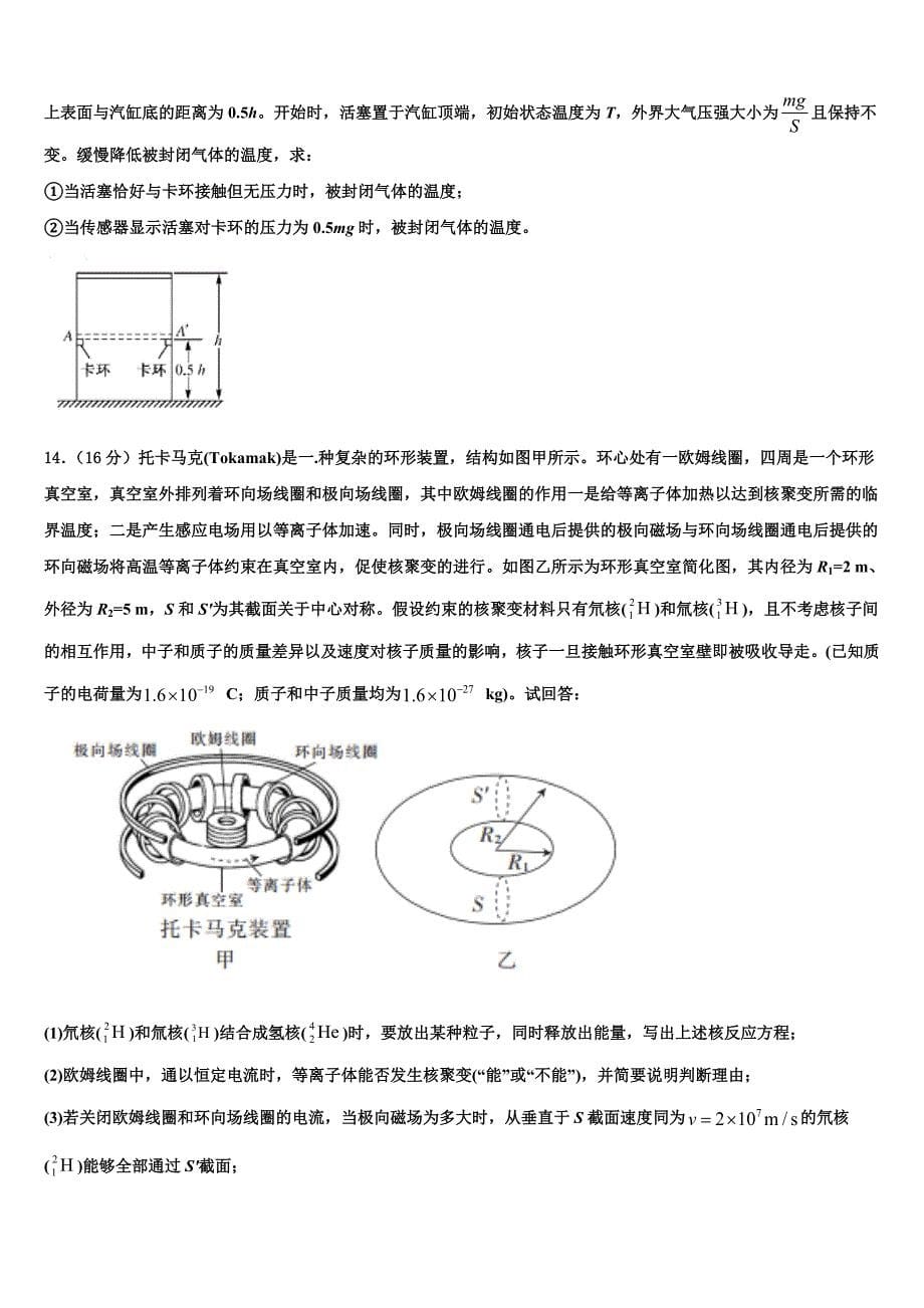 2025届上海市浦东新区洋泾中学高考考前模拟物理试题含解析_第5页