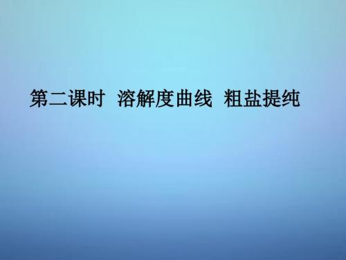 山东省滨州市无棣县信阳镇中学九年级化学下册第八单元第二节第二课时溶解度曲线粗盐提纯课件新版鲁教版