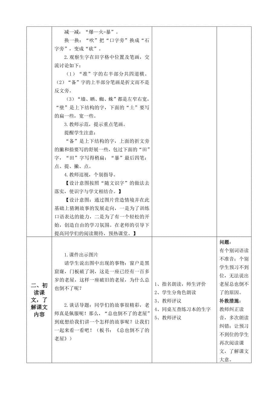 12总也倒不了的老屋（第1课时） 大单元教学设计 统编版语文三年级上册_第5页