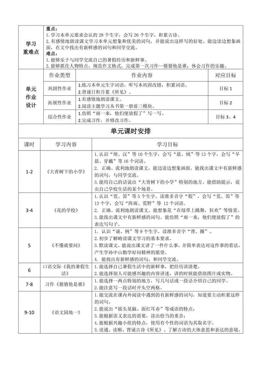 统编版语文三上第一单元大单元整体教学规划_第4页