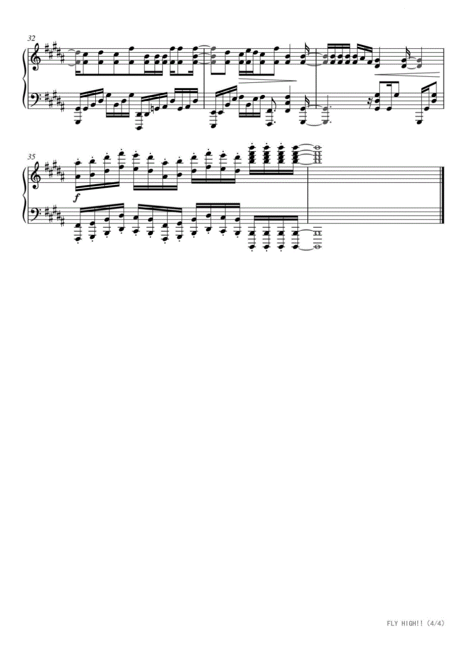 FLY_HIGH!!（《排球少年》） 高清钢琴谱五线谱_第4页