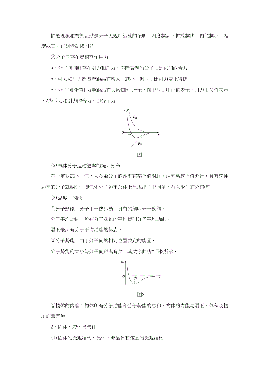 高三物理二轮复习 第2部分 考前回扣 倒计时第1天 热学部分（选修3-3）用书-人教版高三选修3-3物理试题_第2页