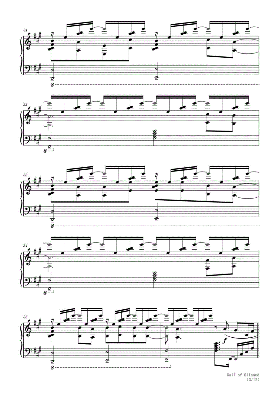 Call of Silence（A叔） 高清钢琴谱五线谱_第3页