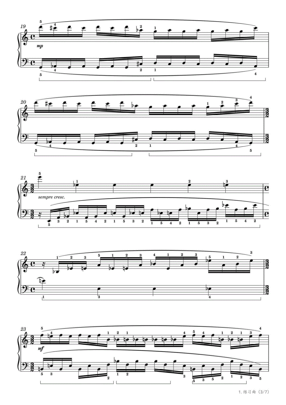 十级：1.练习曲（江苏省音协钢琴考级-C套） 高清钢琴谱五线谱_第3页