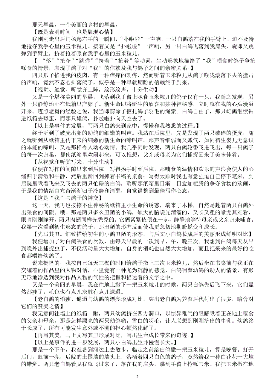 初中语文新部编版七年级上册新增课文《我的白鸽》赏析（2024秋）_第2页