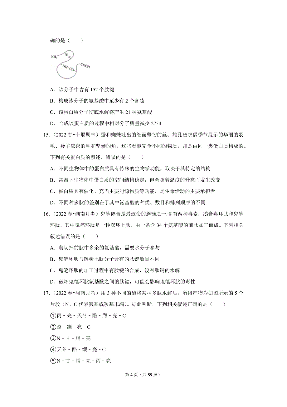 暑期新高一生物新课预习之《2.4蛋白质是生命活动的主要承担者》_第4页