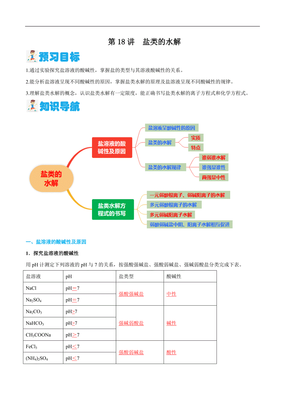 第18讲 盐类的水解 （解析版）【暑假弯道超车】2024年新高二化学暑假讲义+习题（人教版2019选择性必修1）_第1页