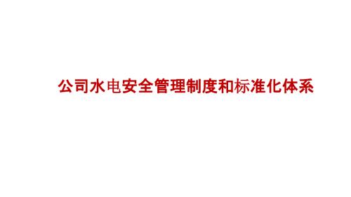集团公司水电安全管理制度和标准化体系宣讲