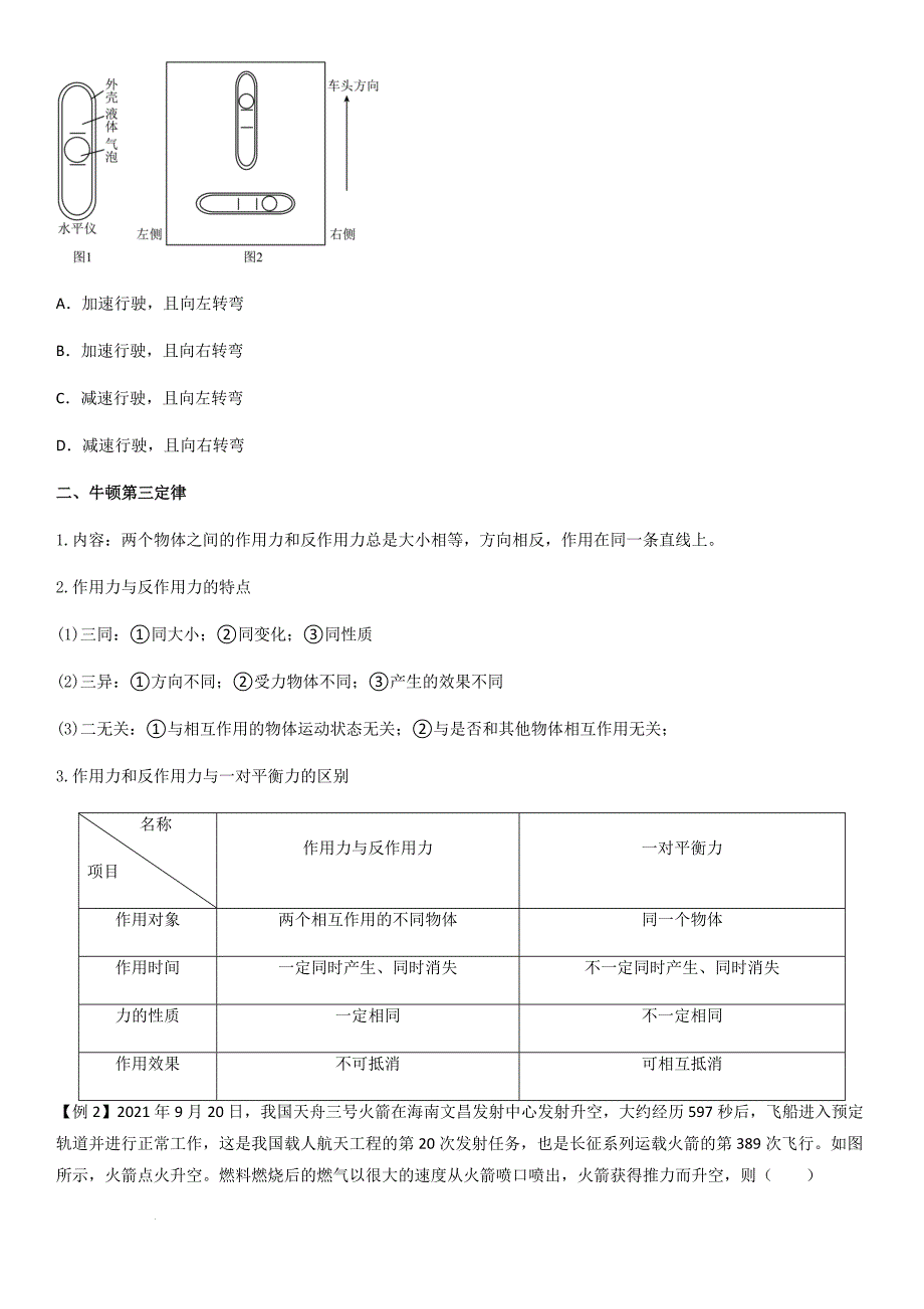 专题14 牛顿三大定律（学生版）新高一物理多维度导学与分层专练_第2页