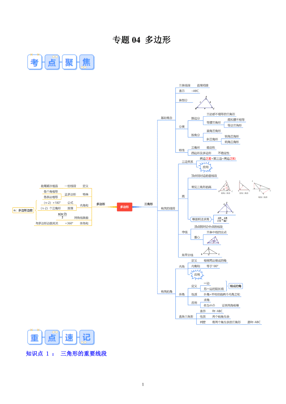 【暑假自学课】2024年新八年级数学暑假提升精品（华东师大版）专题04 多边形（解析版讲义）_第1页