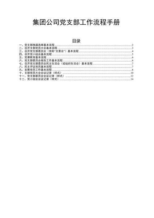集团公司党支部工作流程手册
