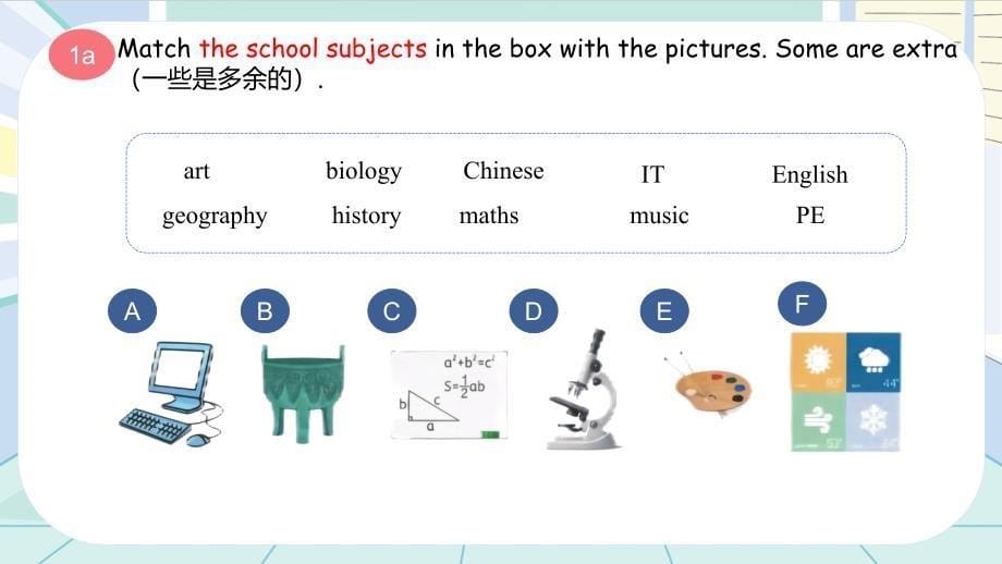 新人教版七年级英语上册课件Unit 4 My Favourite Subject Section A_第5页