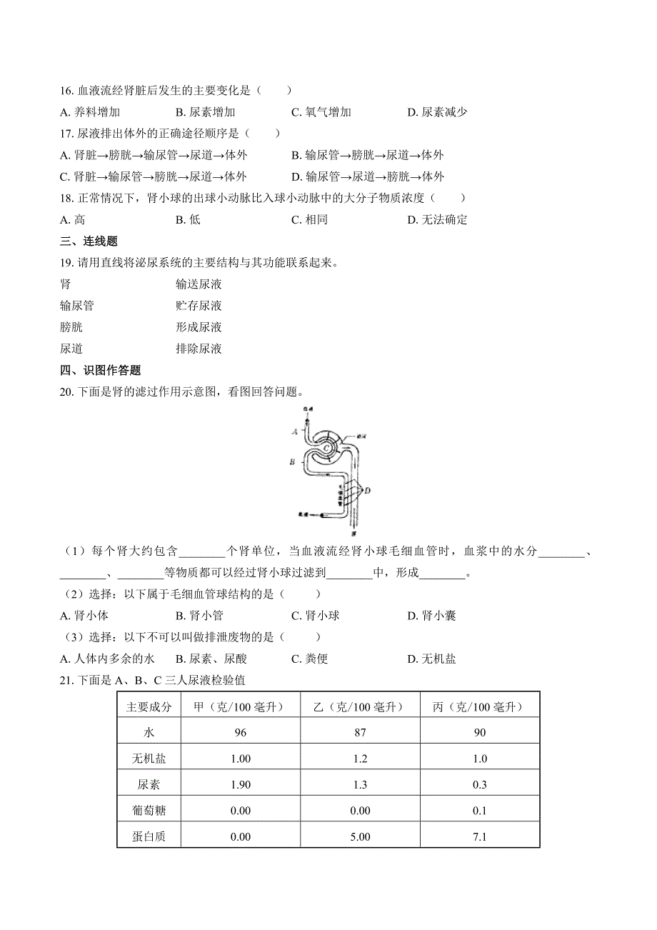 （苏教版）初中生物七年级下册 第十一章综合测试02_第2页