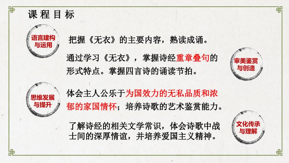 古诗词诵读《无衣》课件 2024-2025学年统编版高中语文选择性必修上册_第4页