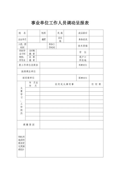 广东省事企业单位选调人员呈报表 (2)