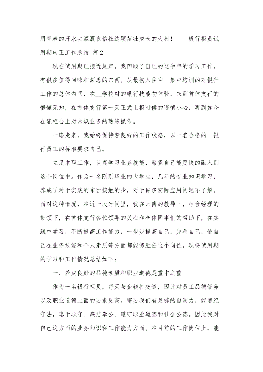 银行柜员试用期转正工作总结11篇_第3页