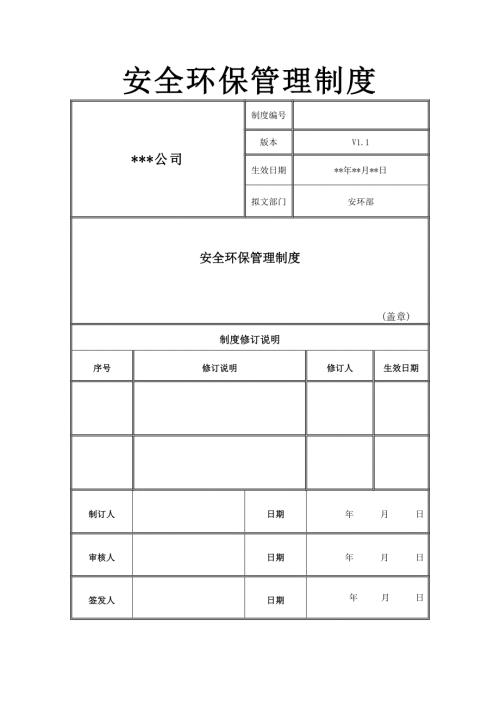 企业公司安全环保规章制度汇总