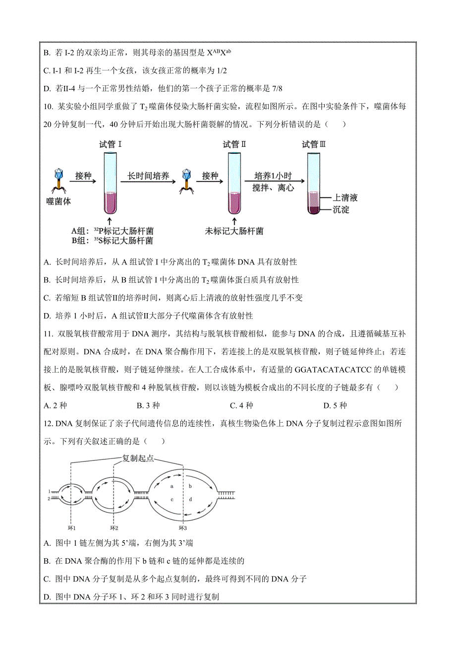 湖北省十堰市2023-2024学年高一下学期6月期末调研考试生物 Word版无答案_第4页