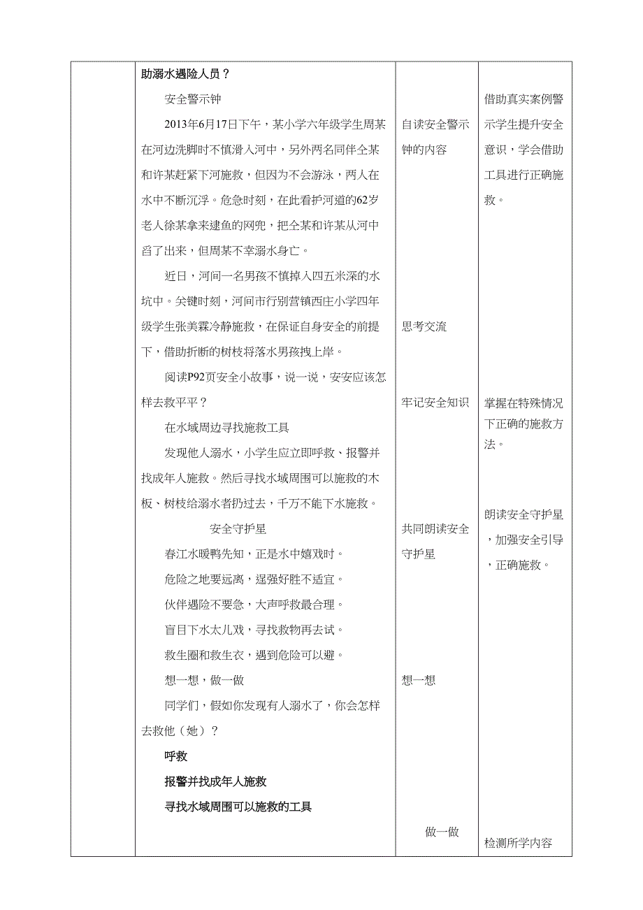 1-3年级小学生防溺水安全教育第五部分《正确施救》 教案_第4页